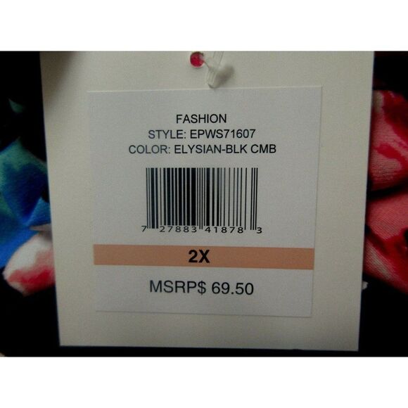 Ellen Tracy Black Tropical Floral Draped Neck Side Tie Sleeveless Top 2X  NEW - Picture 8 of 11